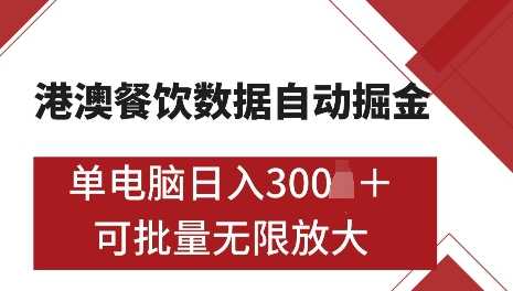 港澳数据全自动掘金，单电脑日入5张，可矩阵批量无限操作【揭秘】